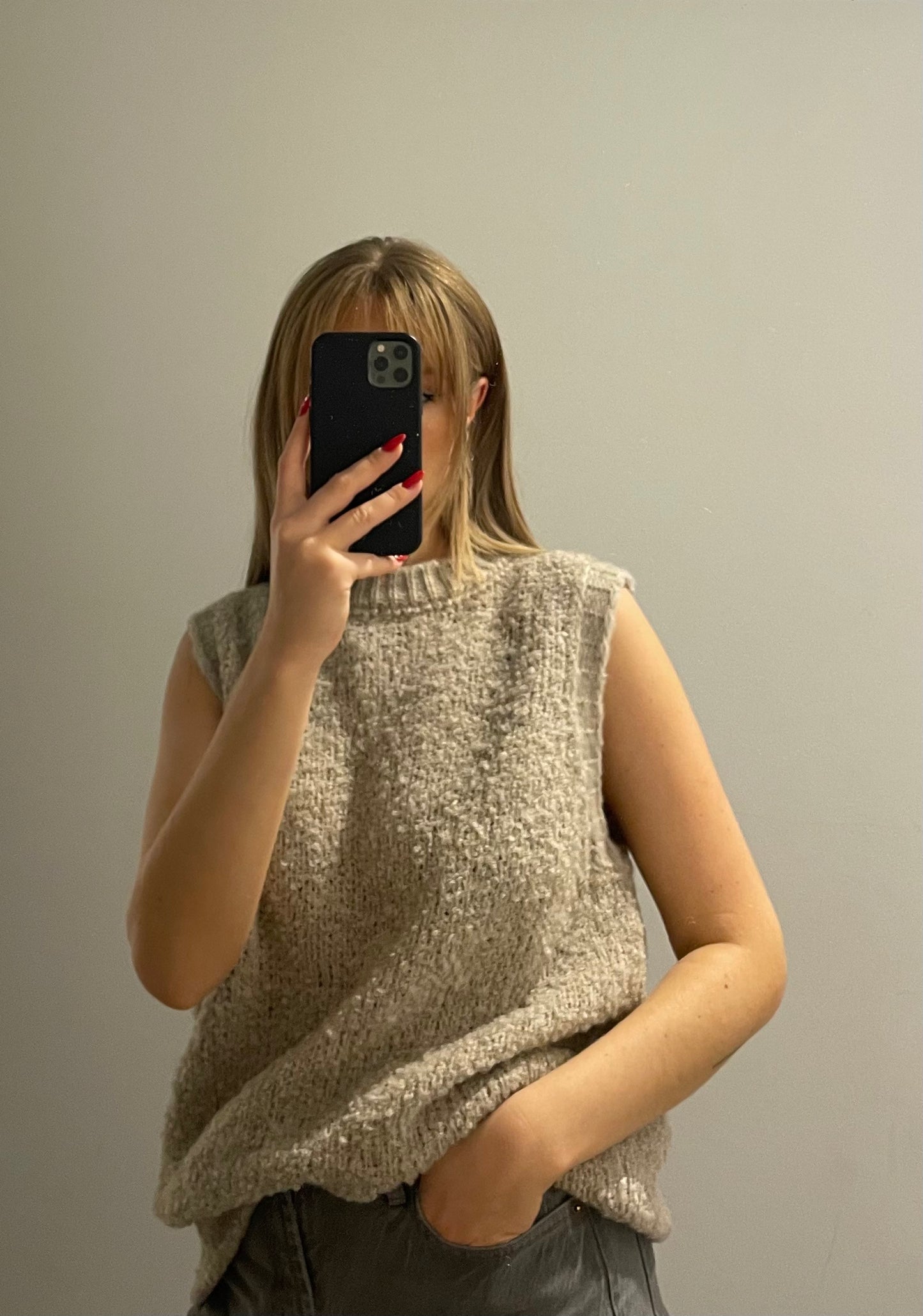 Strick Pullunder Beige