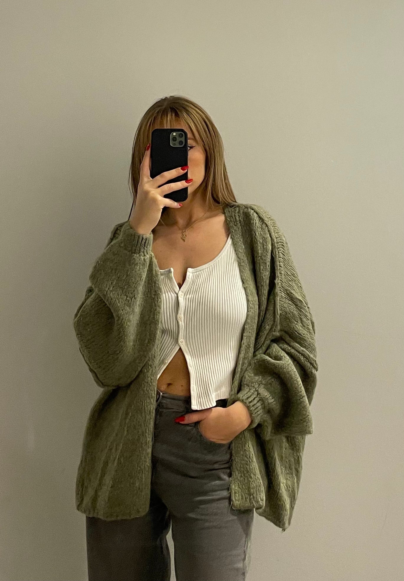 Cozy Cardigan Kurz Khaki