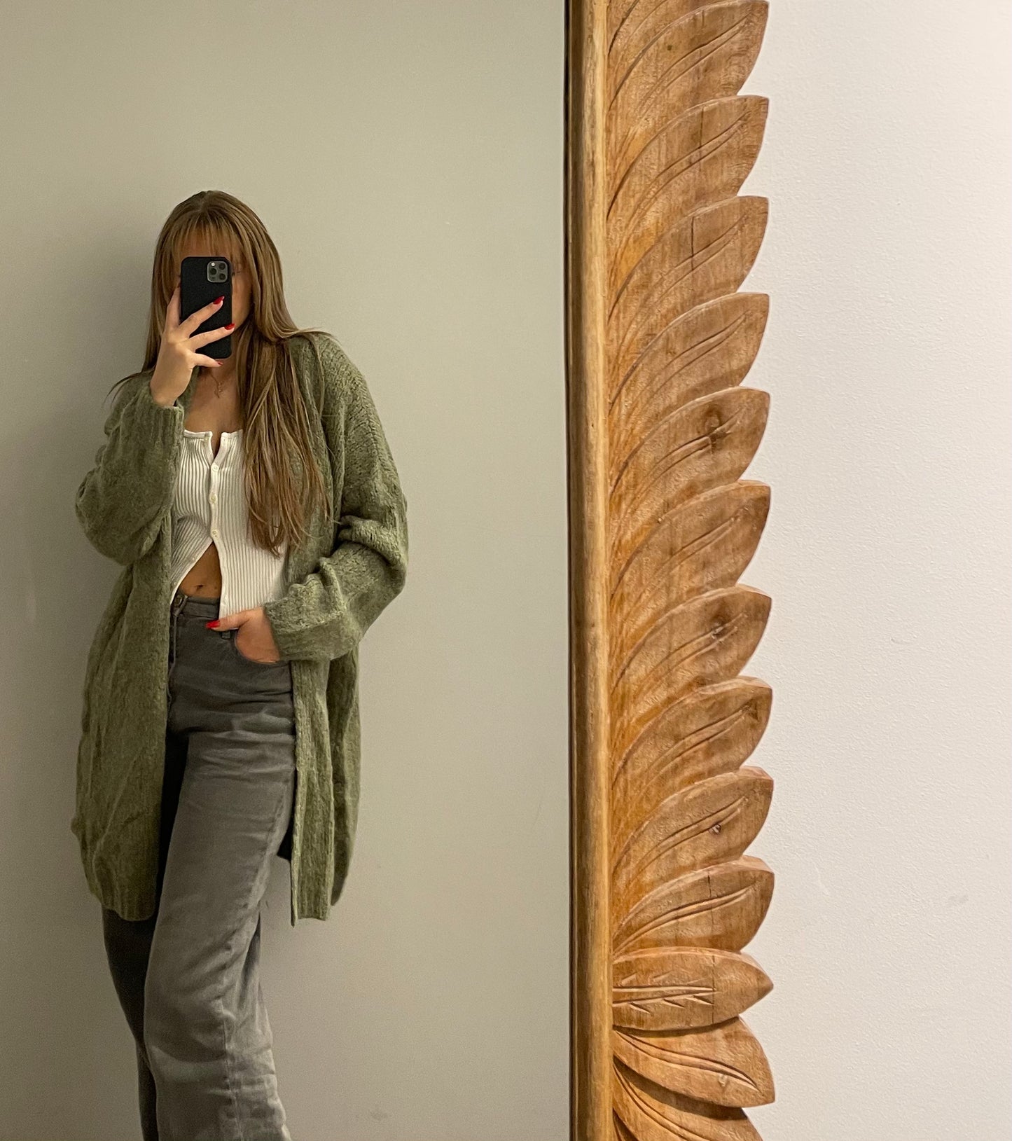 Cozy Cardigan Long Khaki