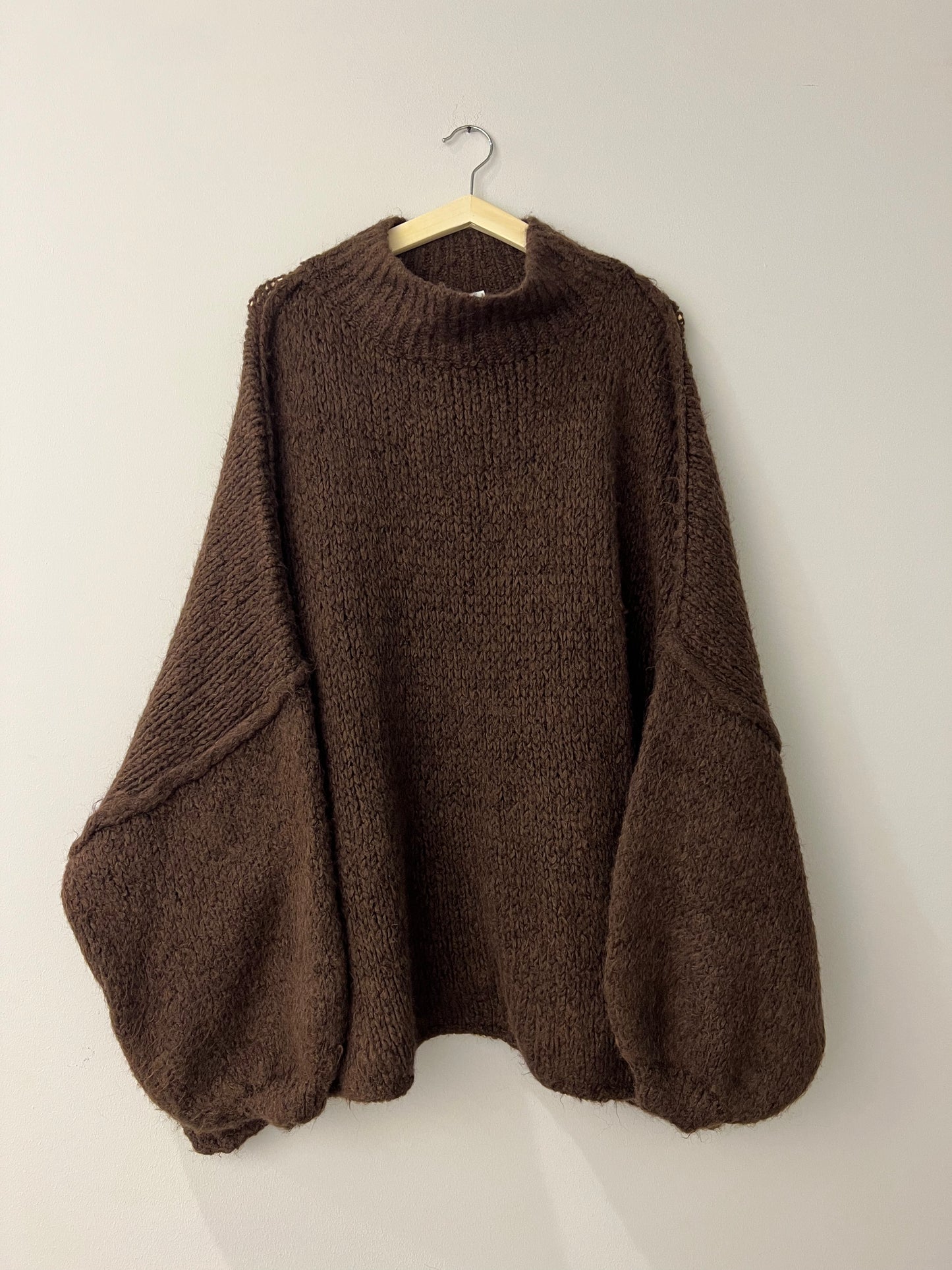 Pullover Cozy Knit High Neck Brown