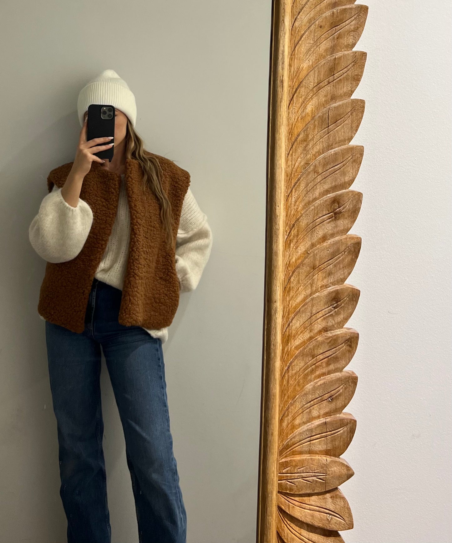 Teddy Vest Cozy Kamel