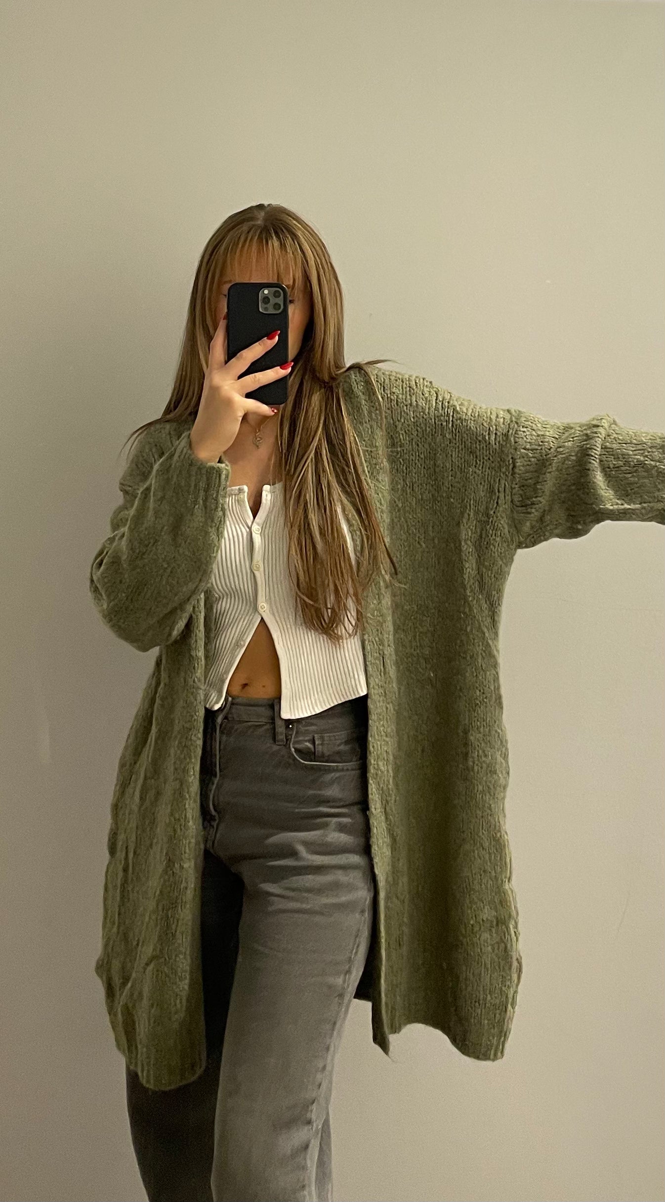 Cozy Cardigan Long Khaki