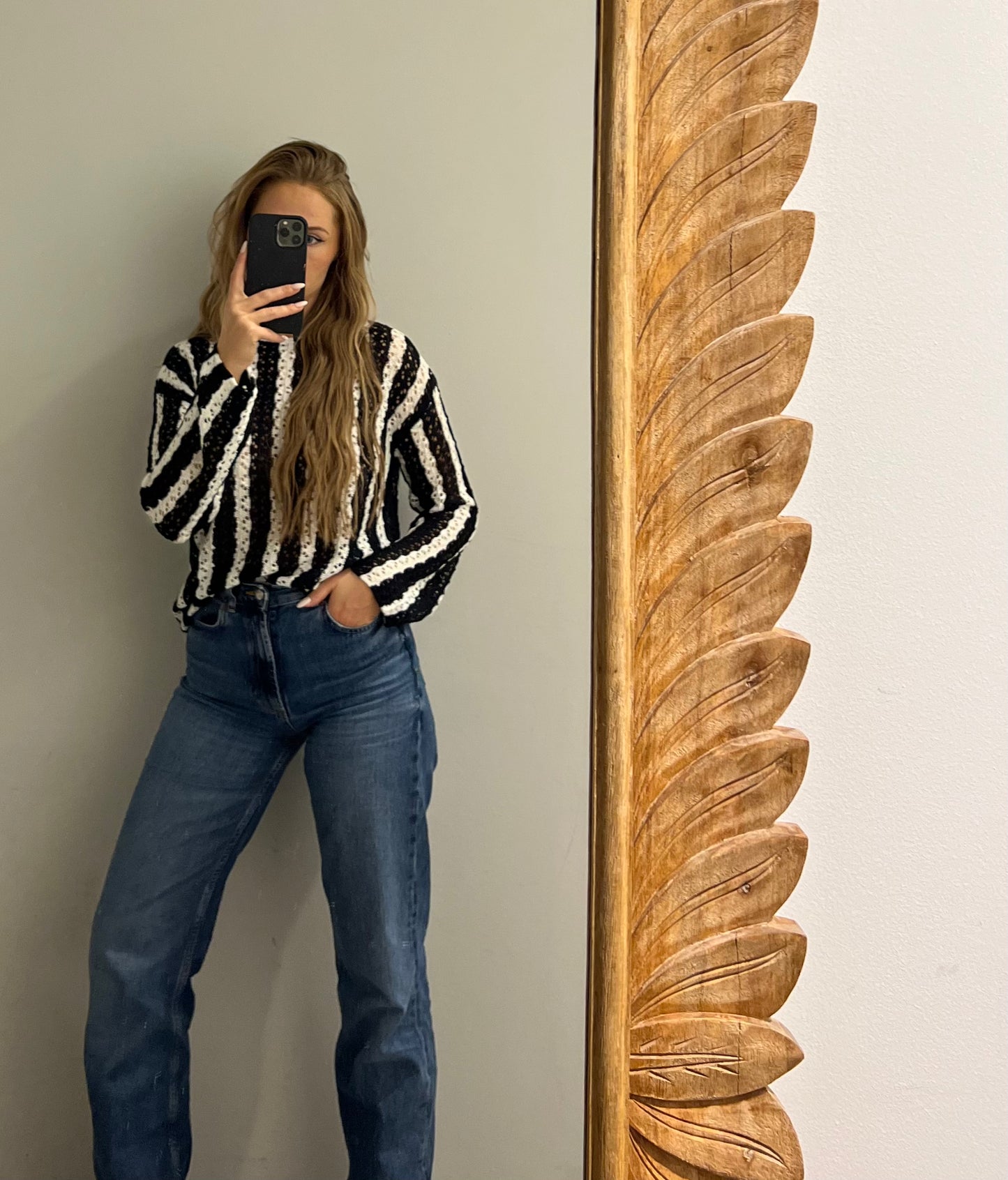 Häkel Top Striped Black/White
