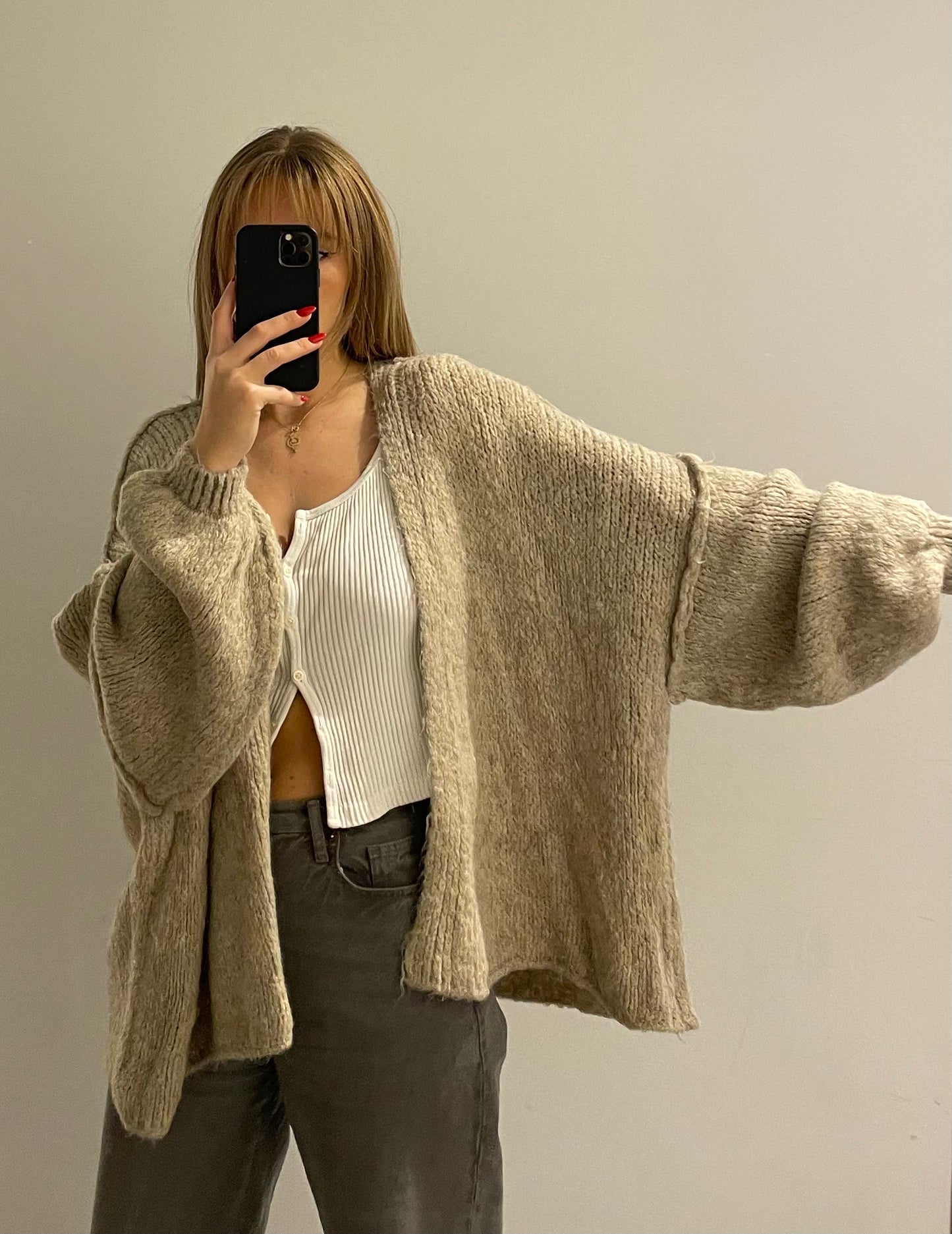 Cozy Cardigan Kurz Beige