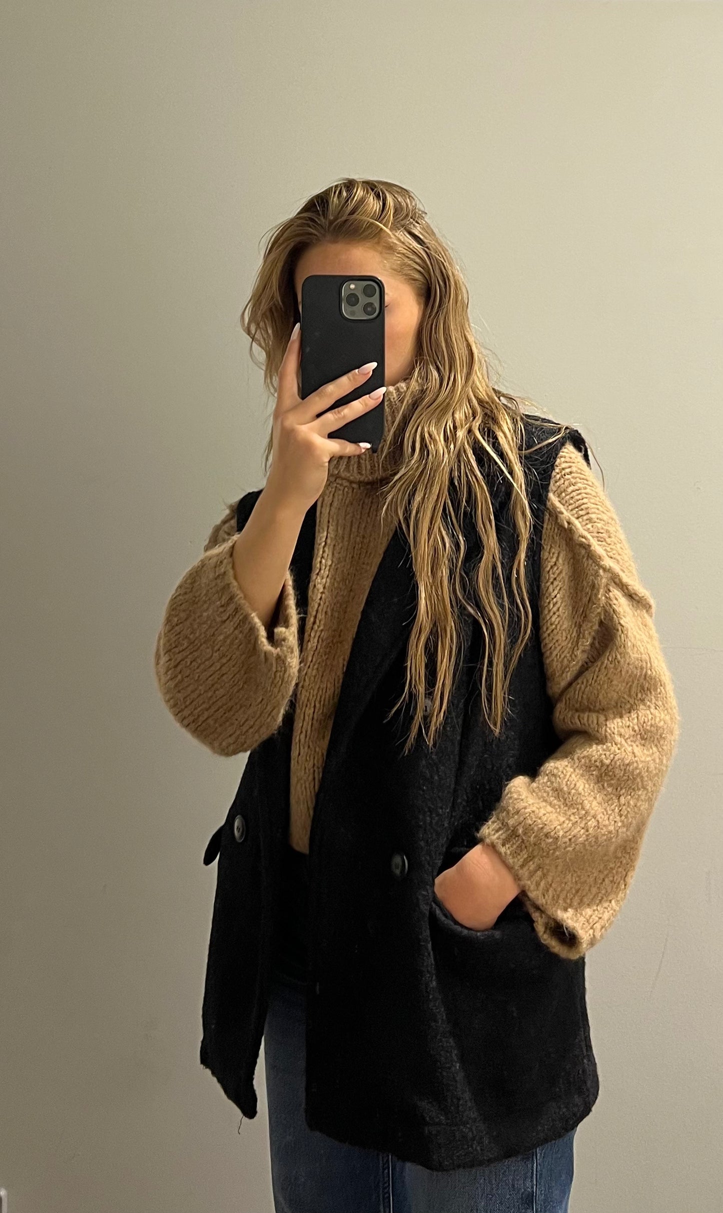 Winter Vest Black Melange