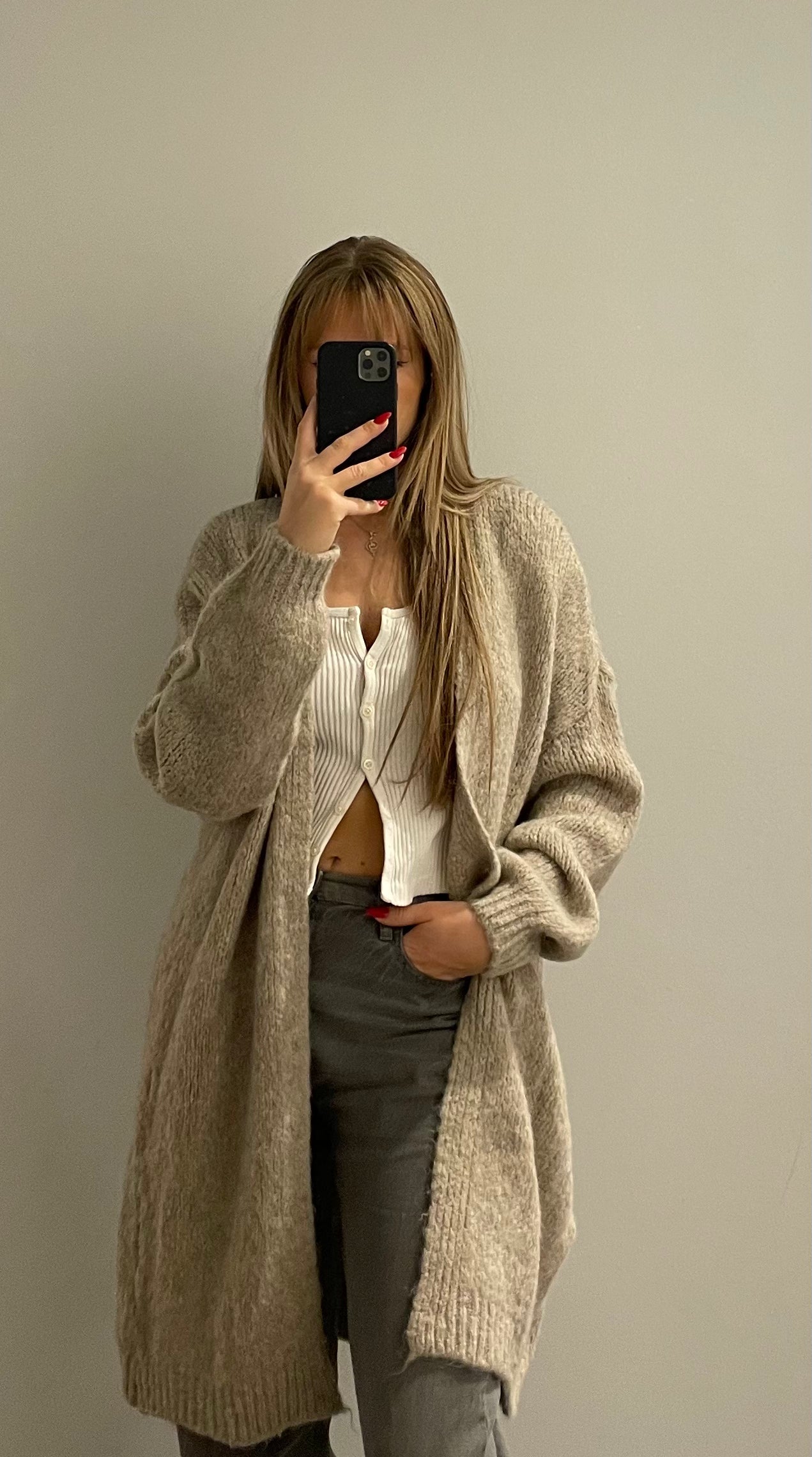 Cozy Cardigan Long Beige