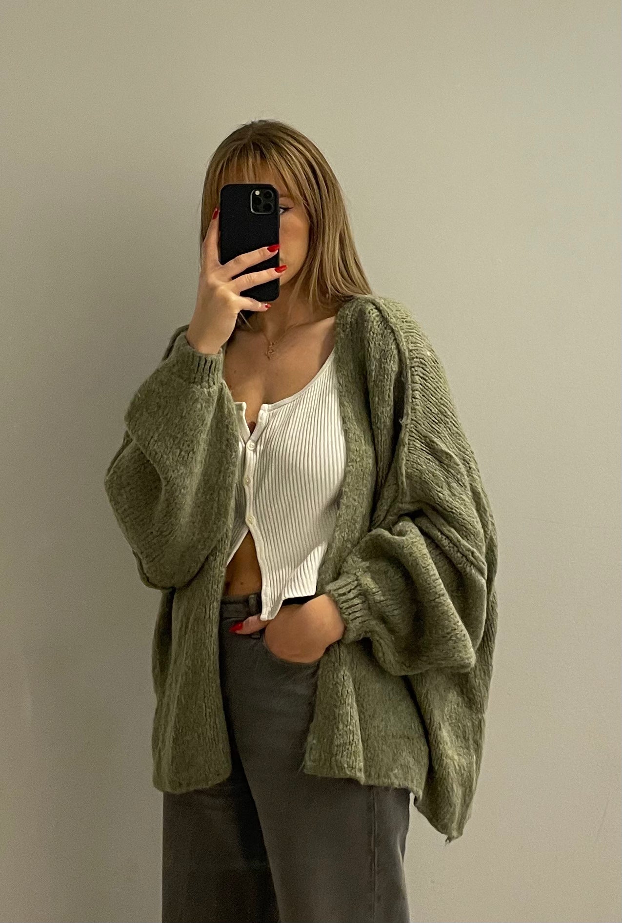 Cozy Cardigan Kurz Khaki
