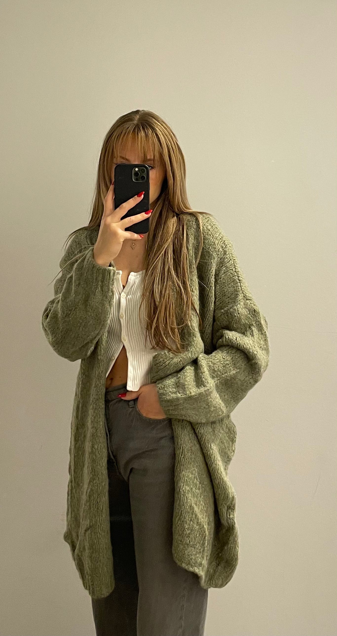 Cozy Cardigan Long Khaki