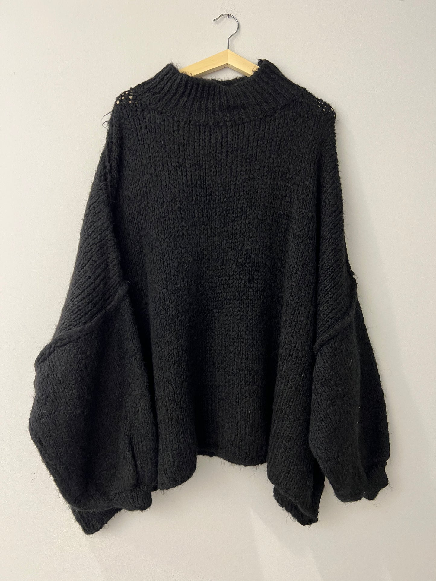 Pullover Cozy Knit High Neck Black