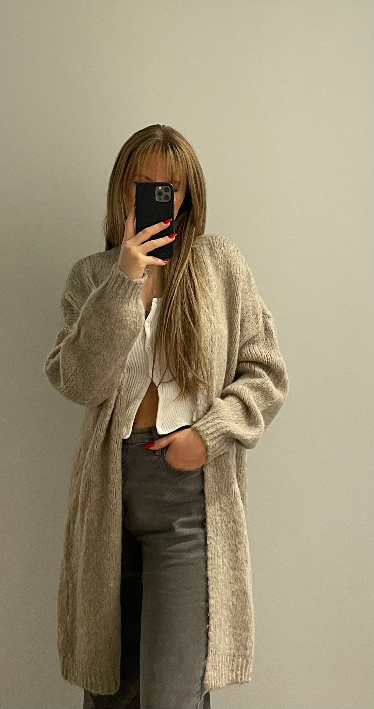 Cozy Cardigan Long Beige