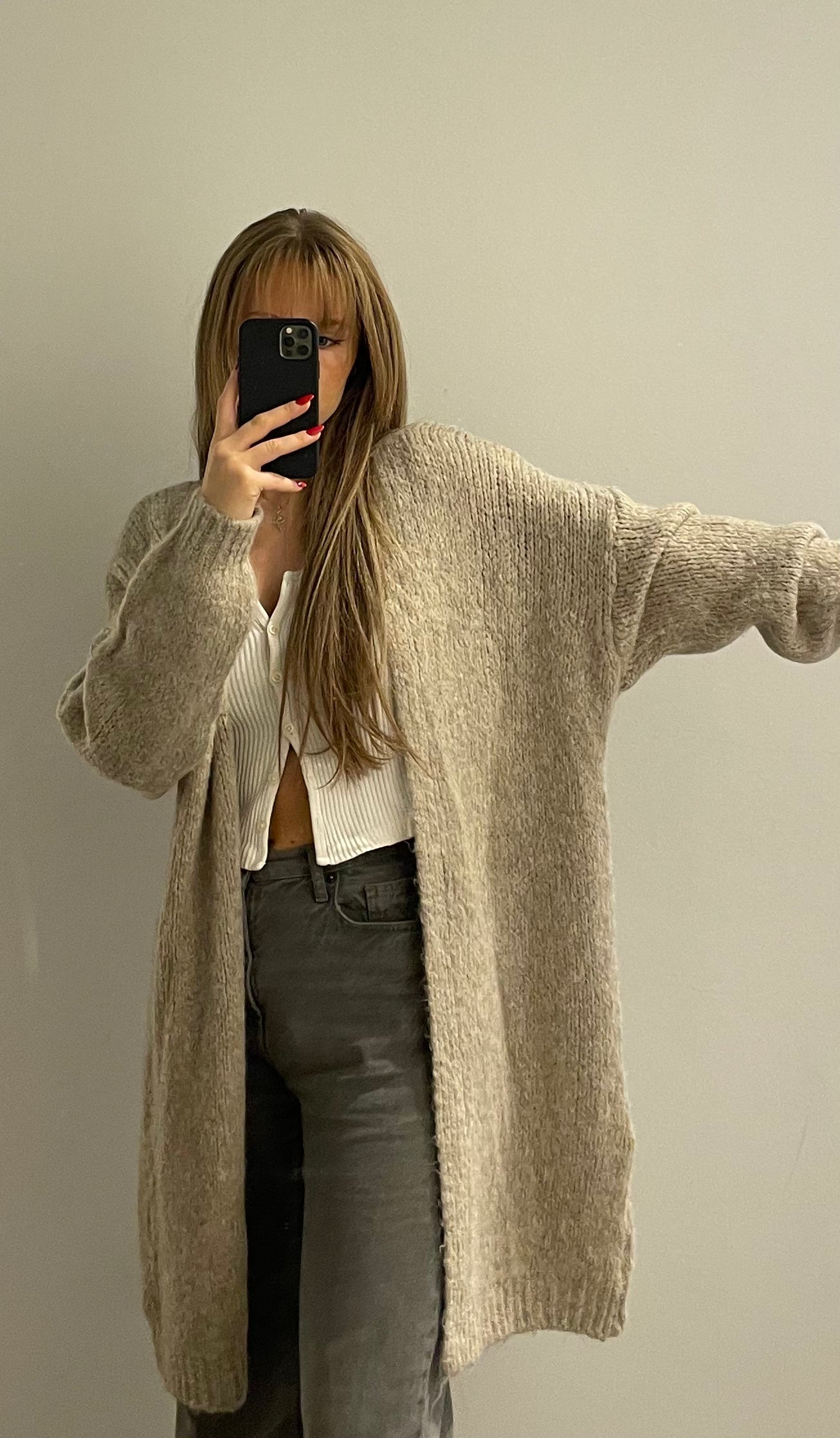Cozy Cardigan Long Beige