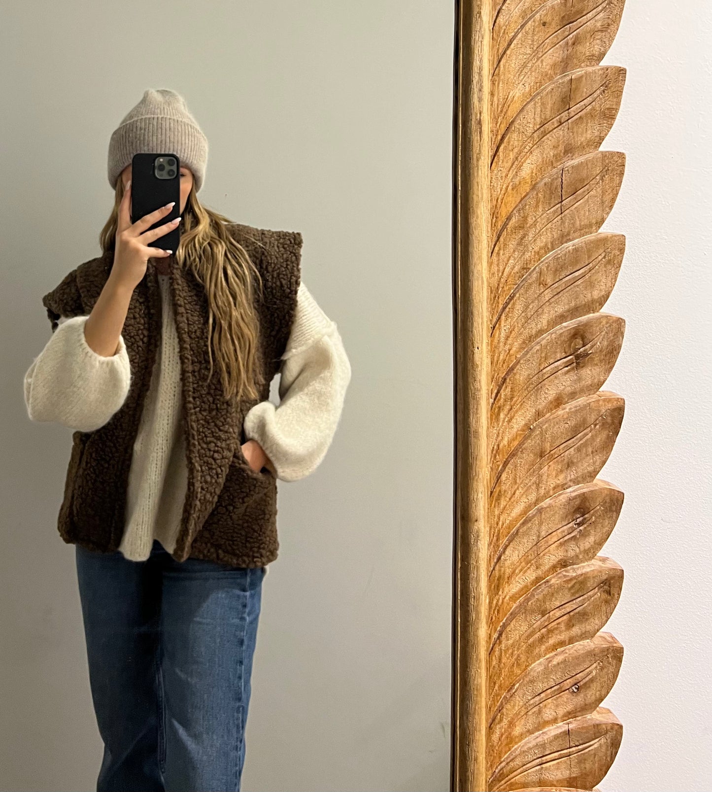 Teddy Vest Cozy Oversize Brown