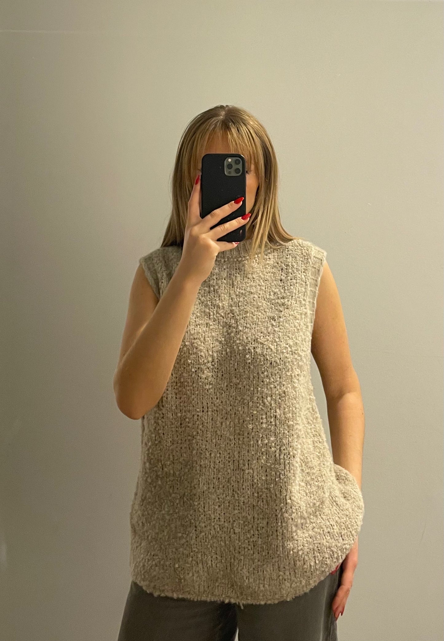 Strick Pullunder Beige