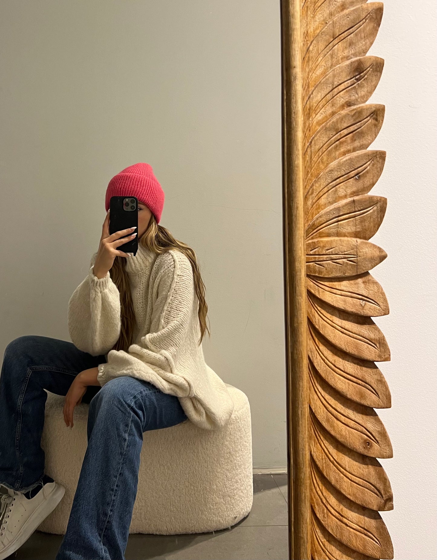 Pullover Cozy Knit High Neck Off-White