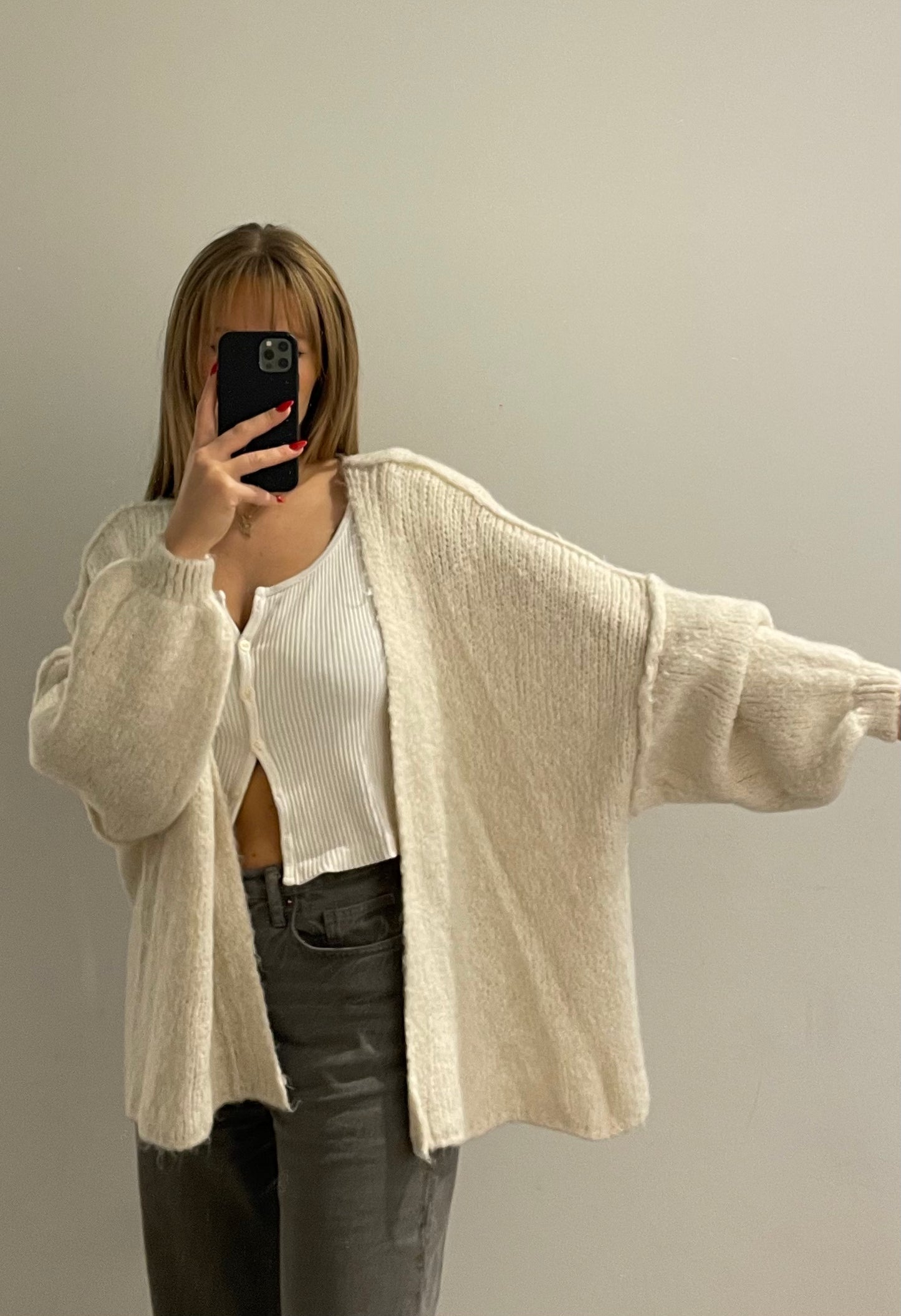 Cozy Cardigan Kurz Off-White