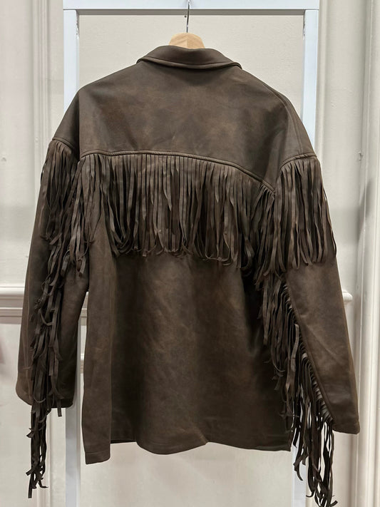 Fransen Lederjacke in Braun