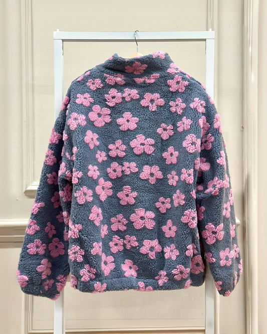 Teddyfleecejacke mit Blumenmuster