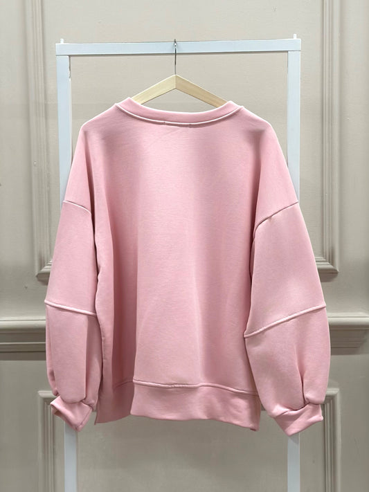 Oversize "Matcha Club" Sweatshirt in Rosa
