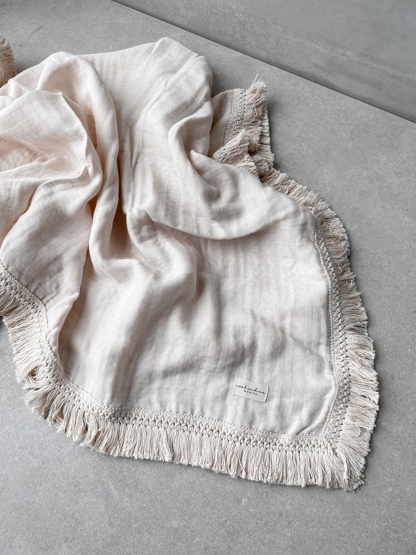 Premium XL Musselin Decke 4-lagig „BOHO FRINGE“