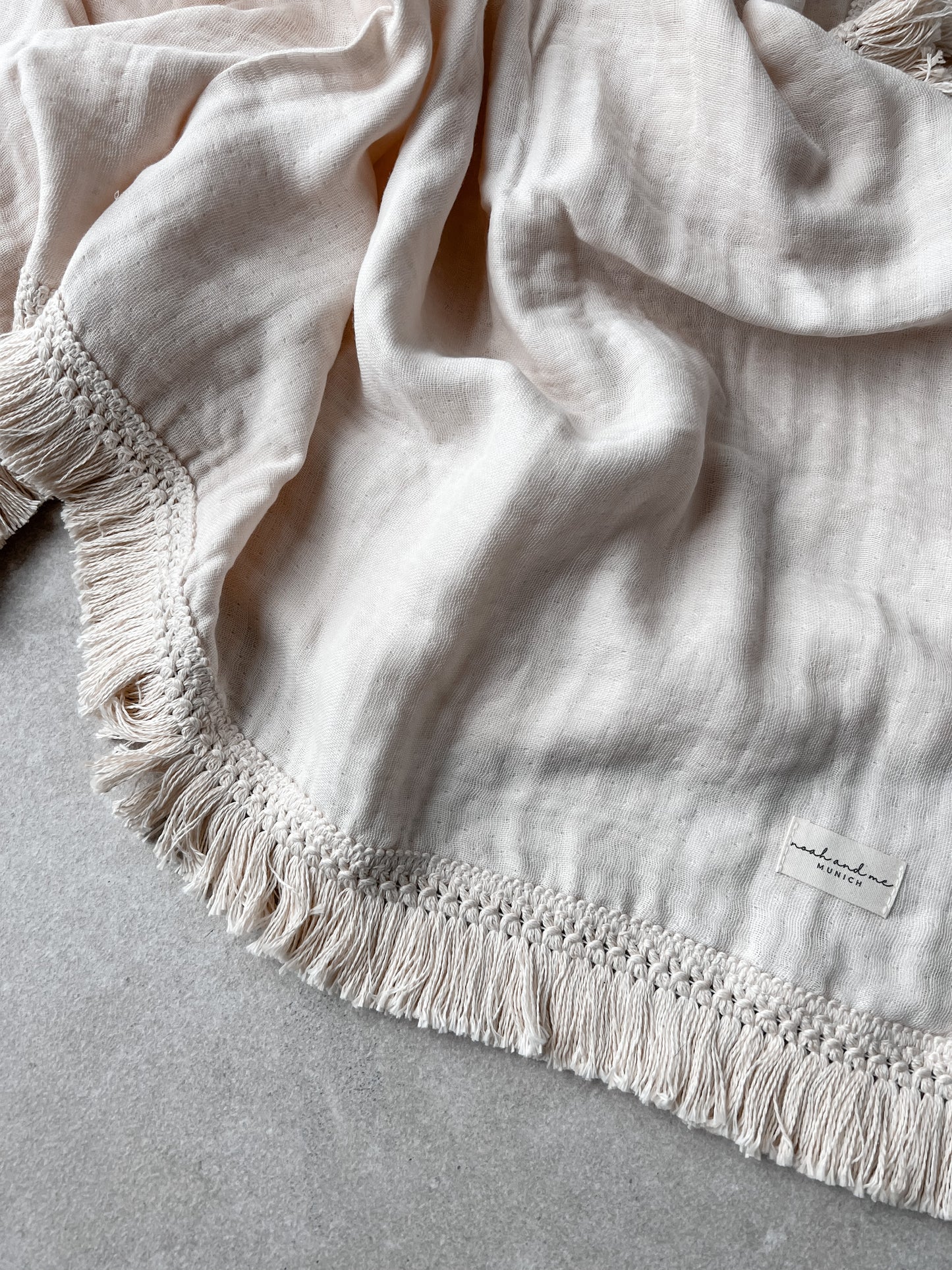 Premium XL Musselin Decke 4-lagig „BOHO FRINGE“