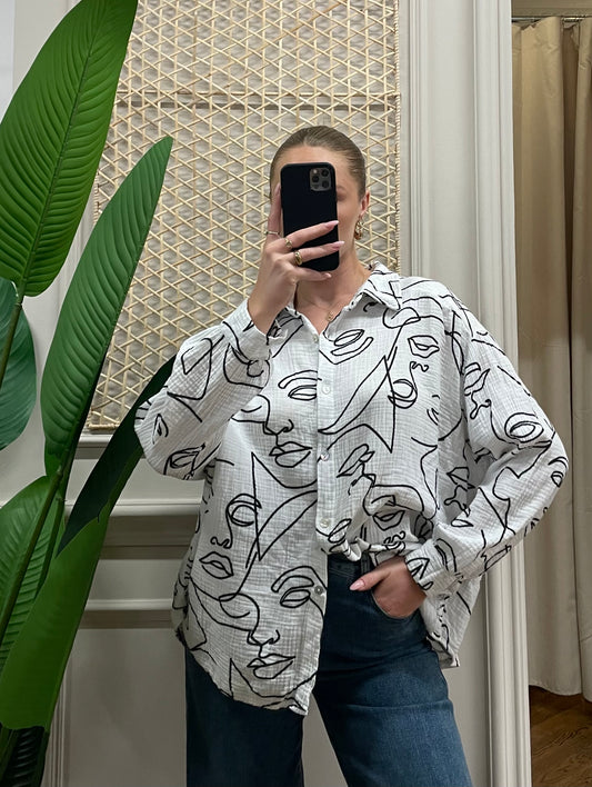 Musselin Bluse Ibiza Face
