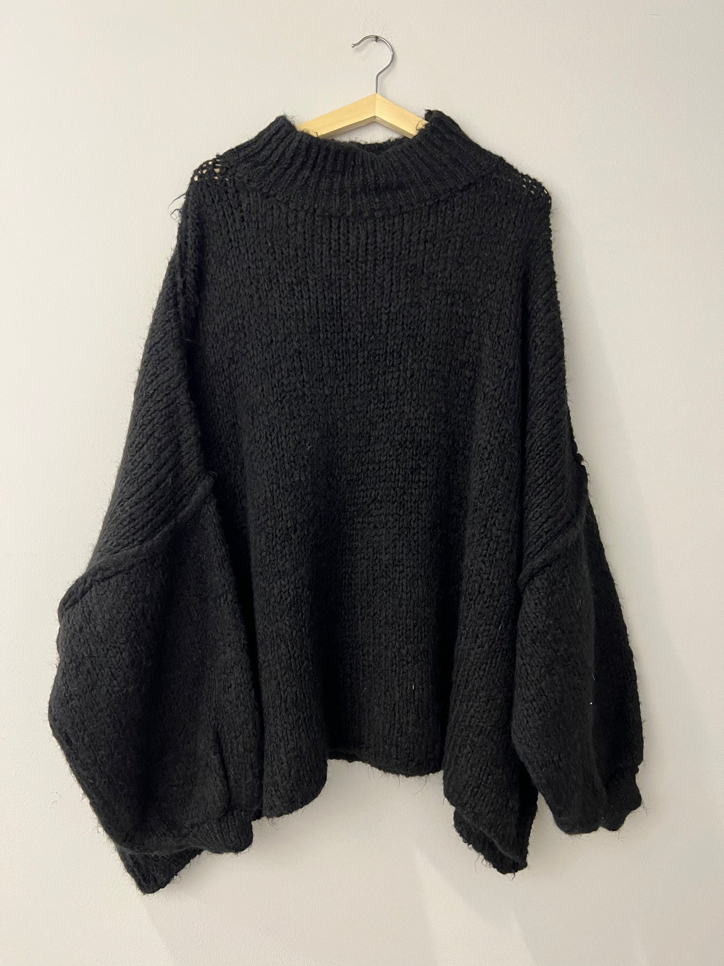 Pullover Cozy Knit High Neck Black