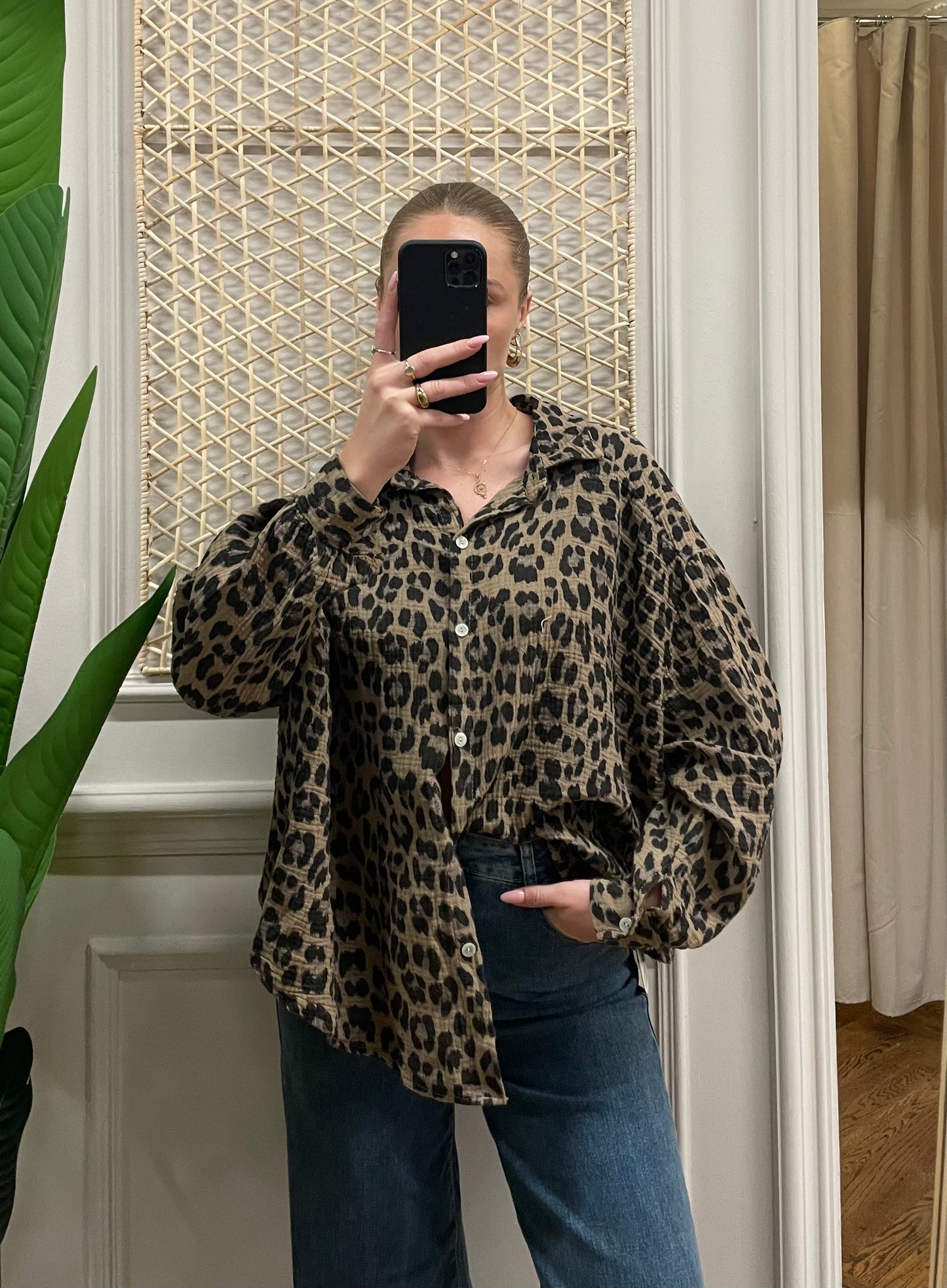 Musselin Bluse Ibiza Leo Camel