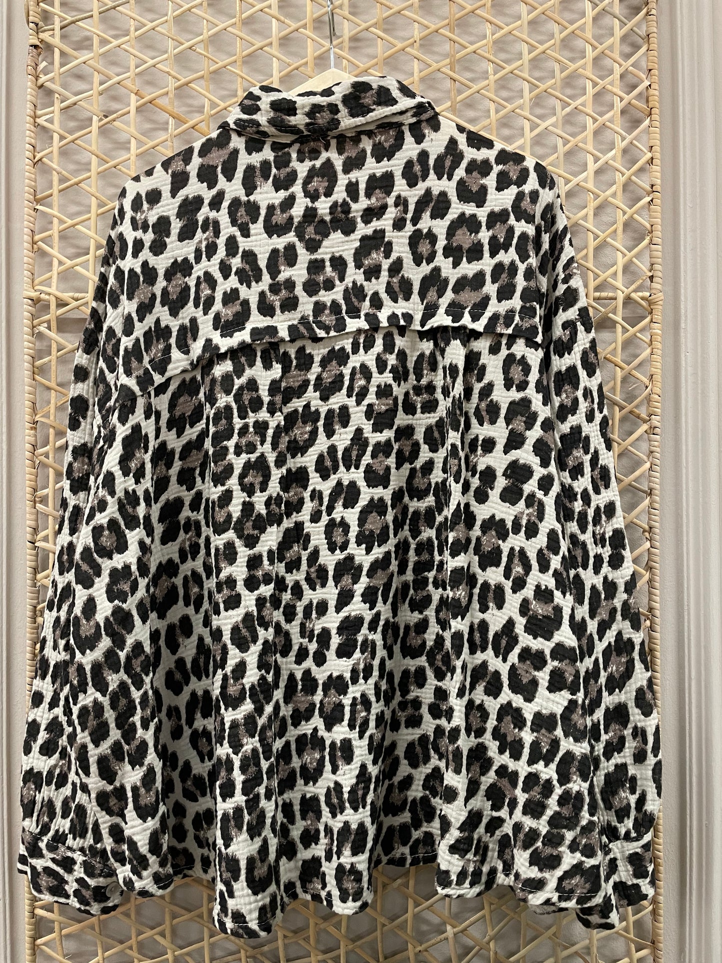 Musselin Bluse Ibiza Leo Beige