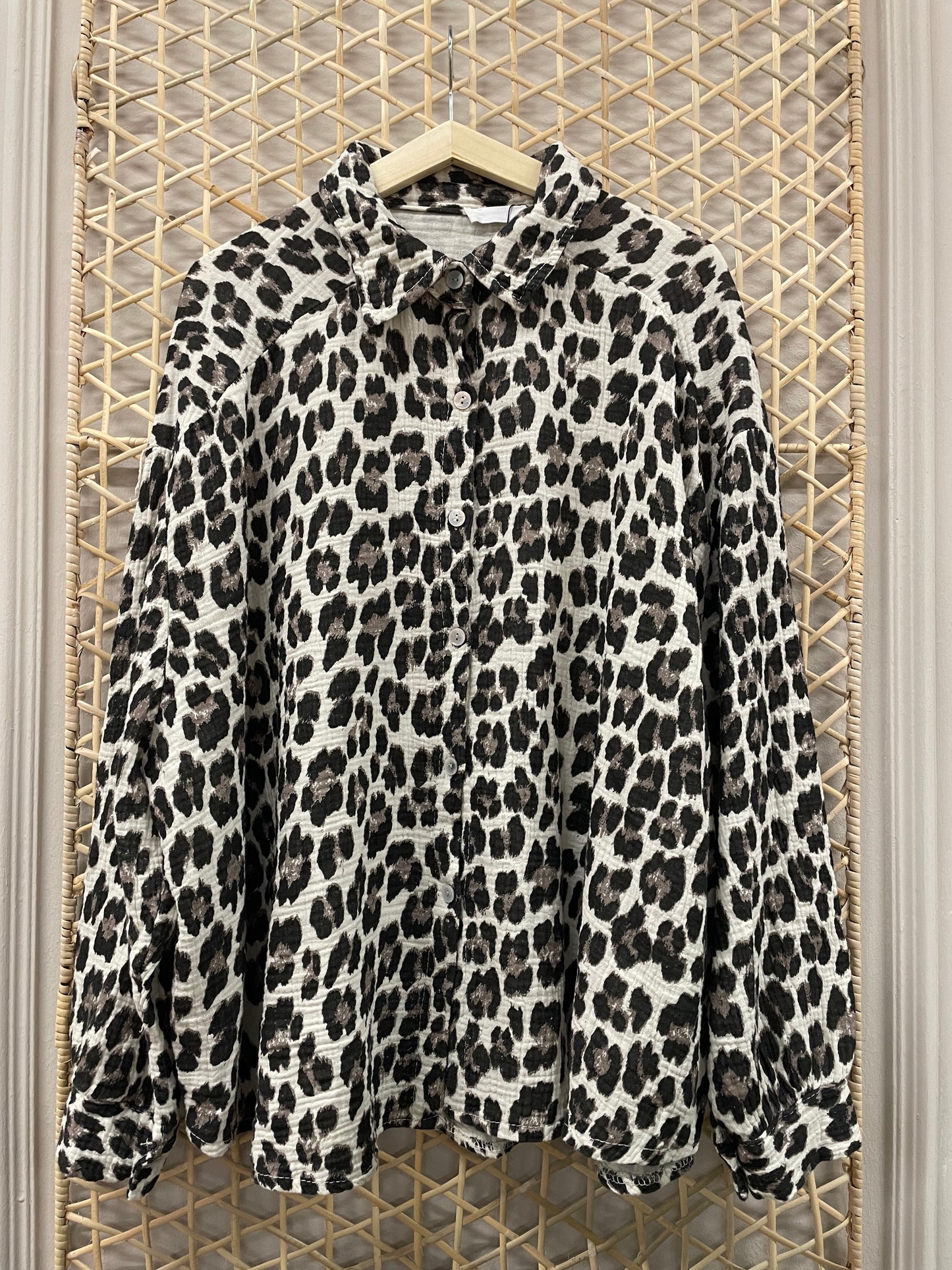 Musselin Bluse Ibiza Leo Beige