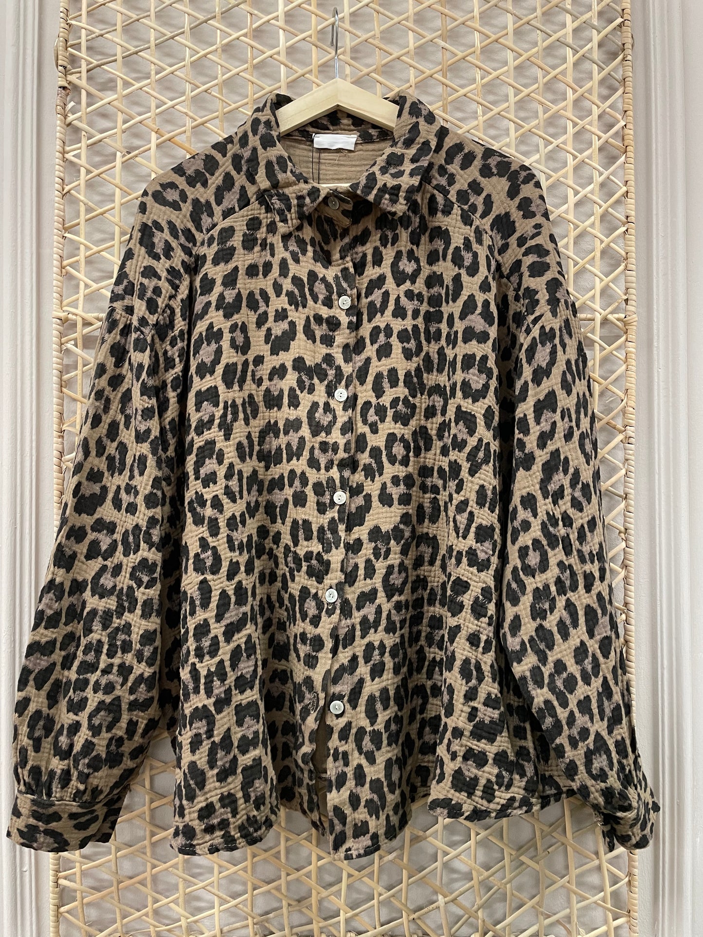 Musselin Bluse Ibiza Leo Camel