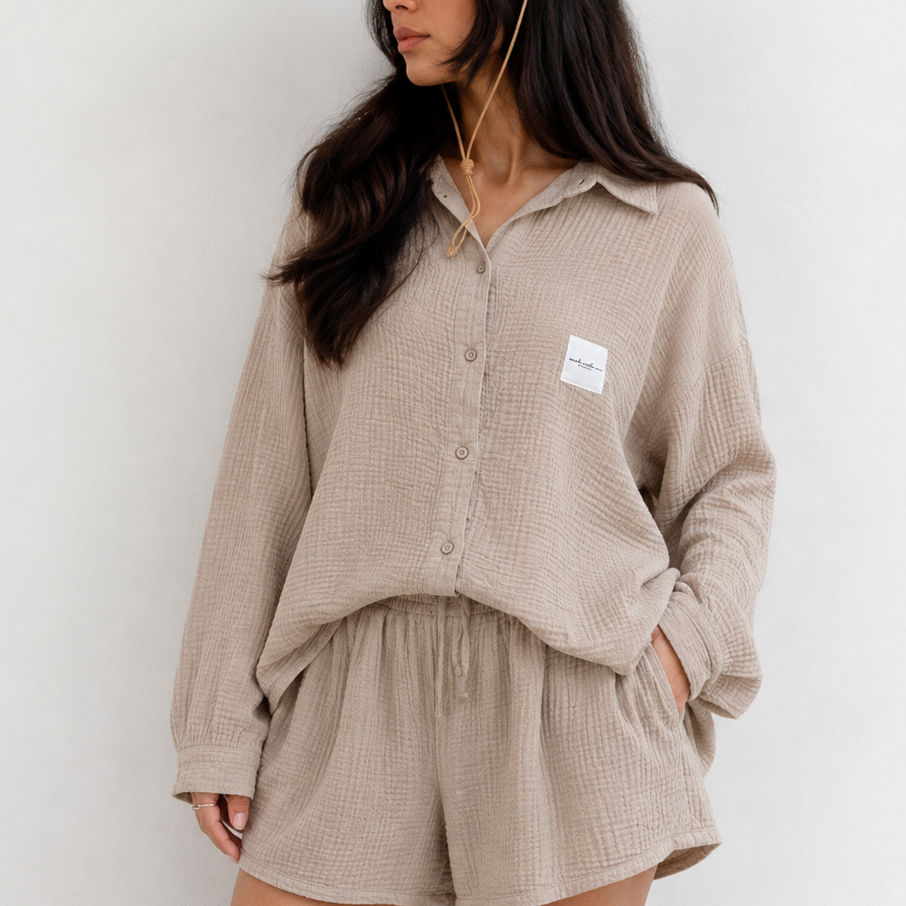 Musselin Shirt Beige