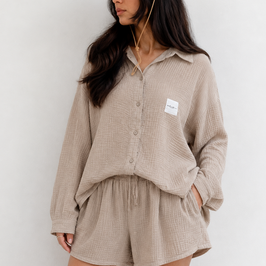 Musselin Bluse Beige