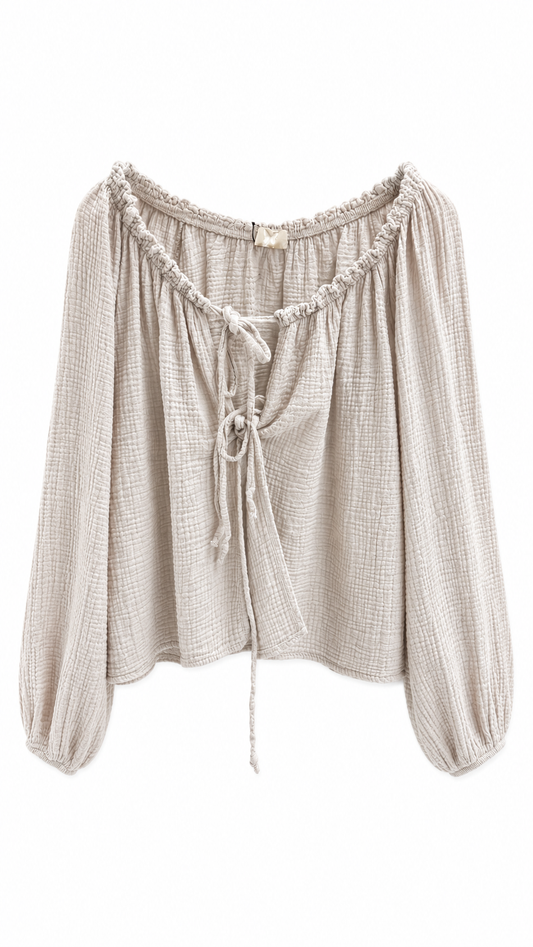 Musselin Bluse beige