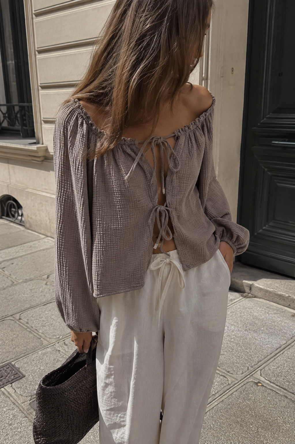 Musselin Bluse taupe