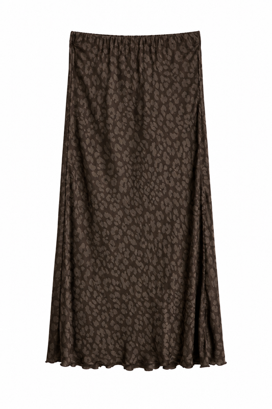 Leopard Satin Midi Skirt