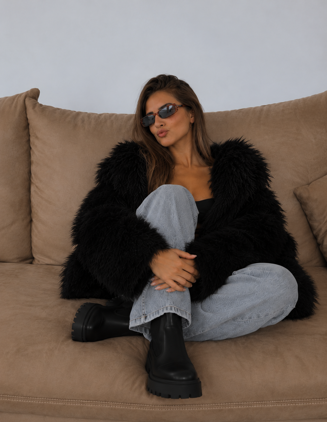 FAKE FUR JACKET BLACK