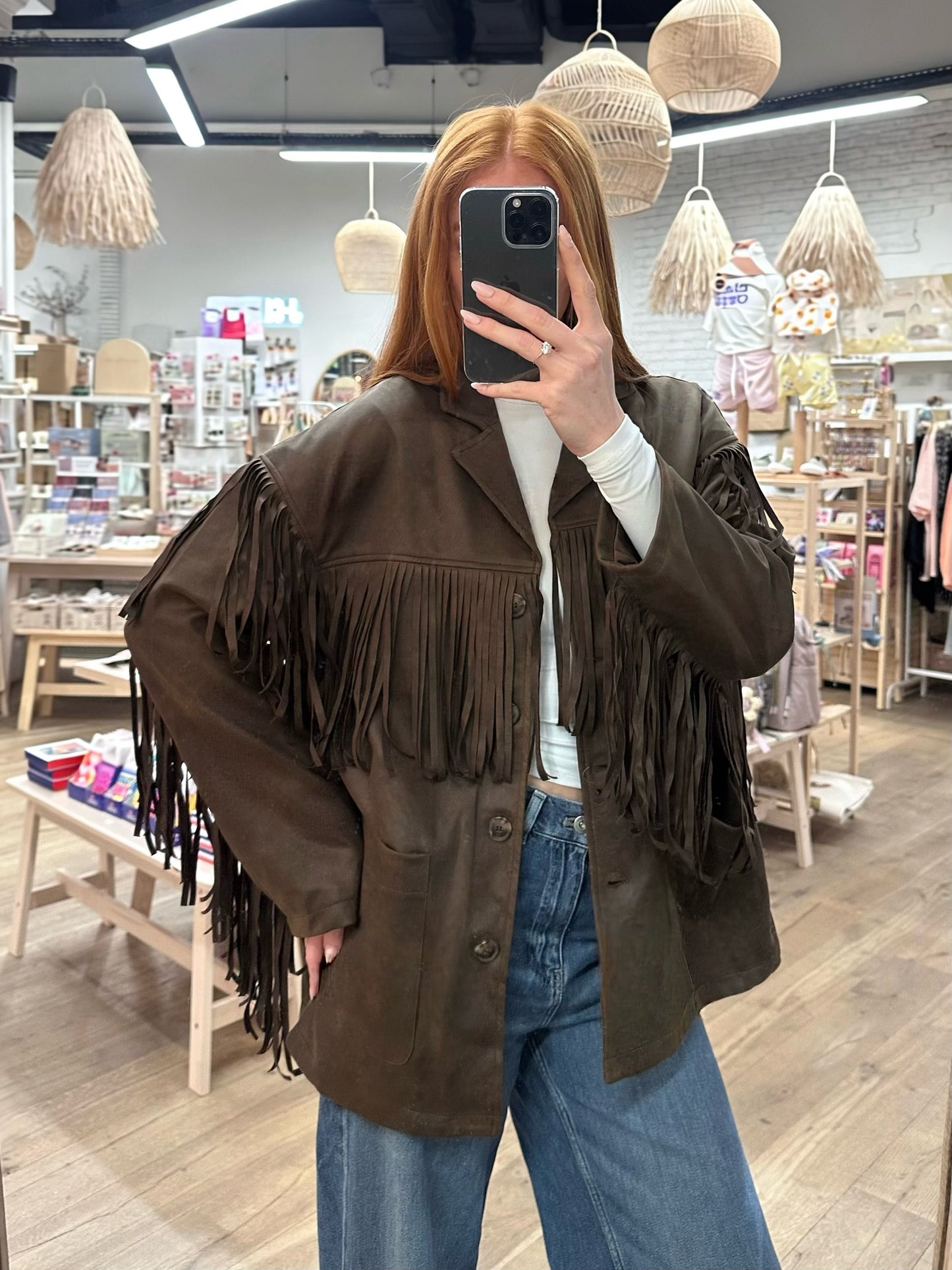 Fransen Lederjacke in Braun
