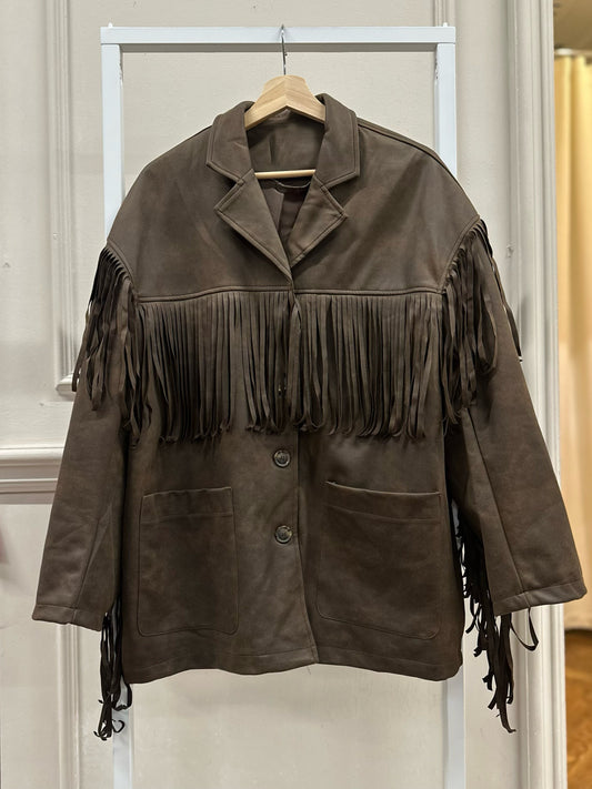 Fransen Lederjacke in Braun