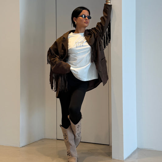 Fransen Lederjacke in Braun