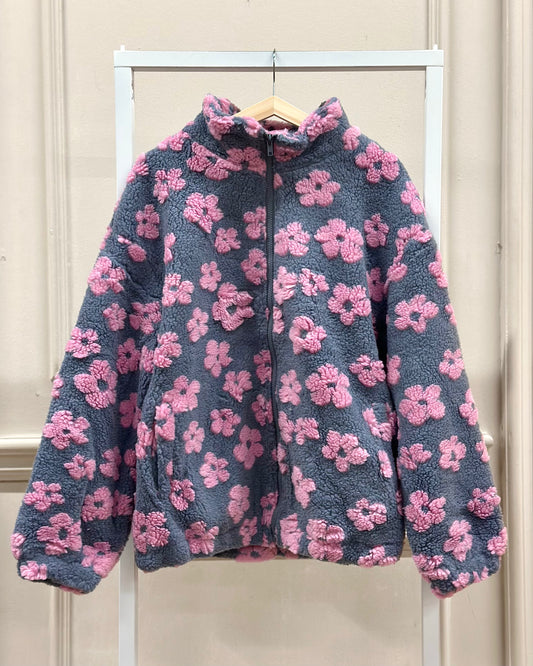 Teddyfleecejacke mit Blumenmuster