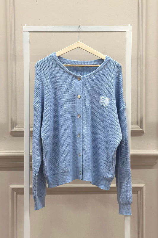 Blauer Cardigan „Self Love Club“