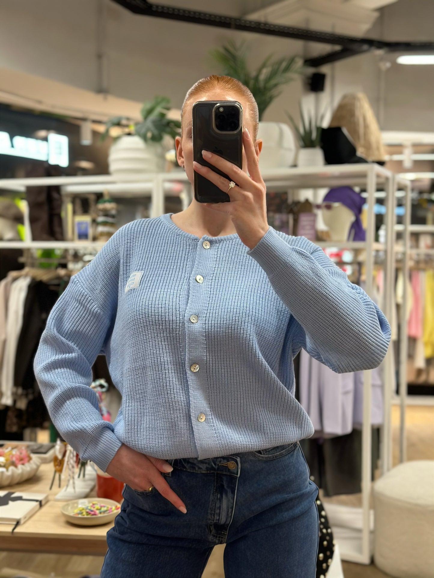 Blauer Cardigan „Self Love Club“