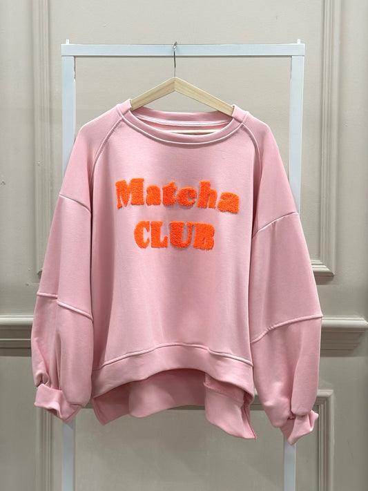 Oversize "Matcha Club" Sweatshirt in Rosa