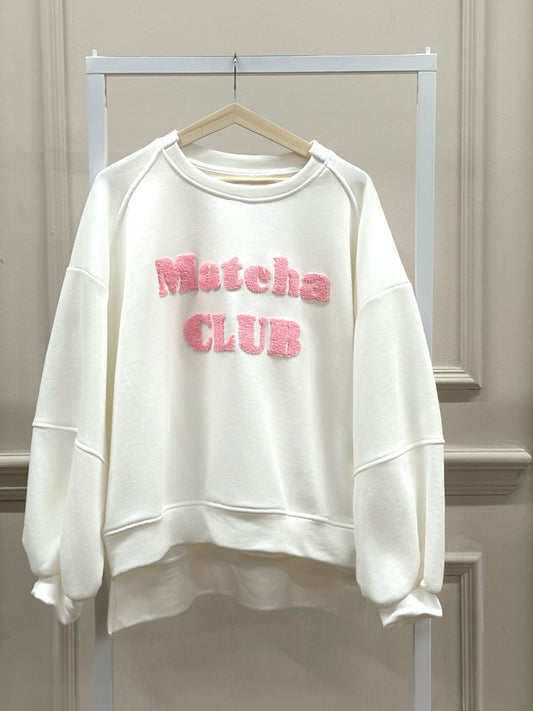 Oversize "Matcha Club" Sweatshirt in Weiß