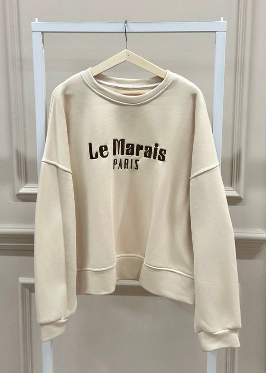 Le Marais Paris Sweatshirt in Beige
