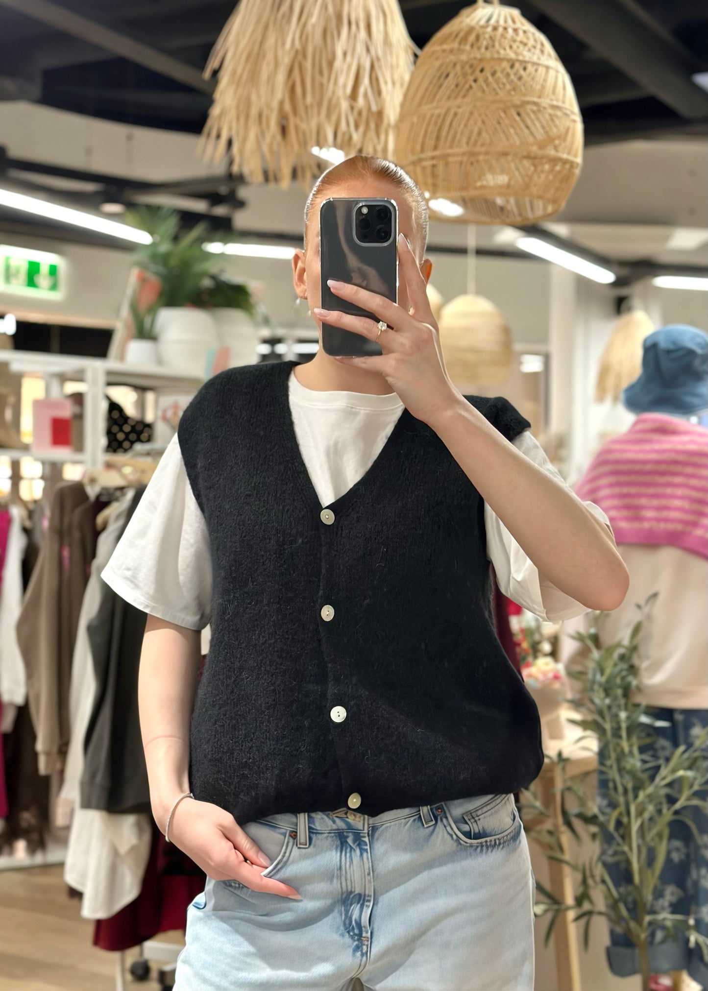 Alpaka Weste in Schwarz