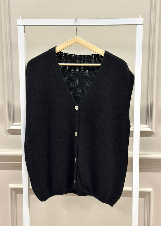 Alpaka Weste in Schwarz