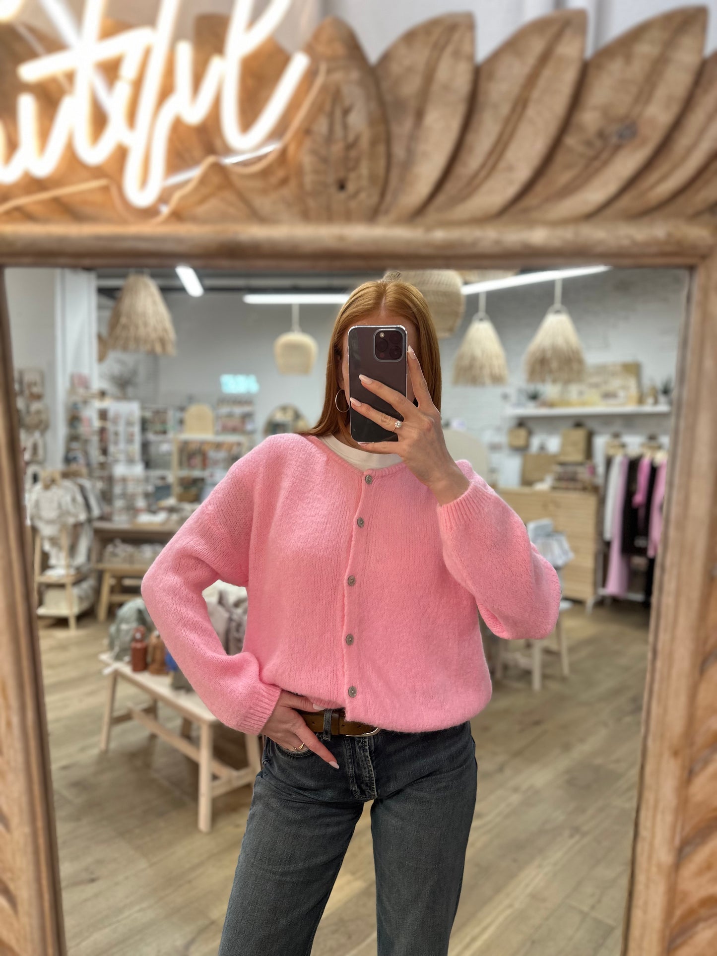 Alpaka Cardigan in Rosa