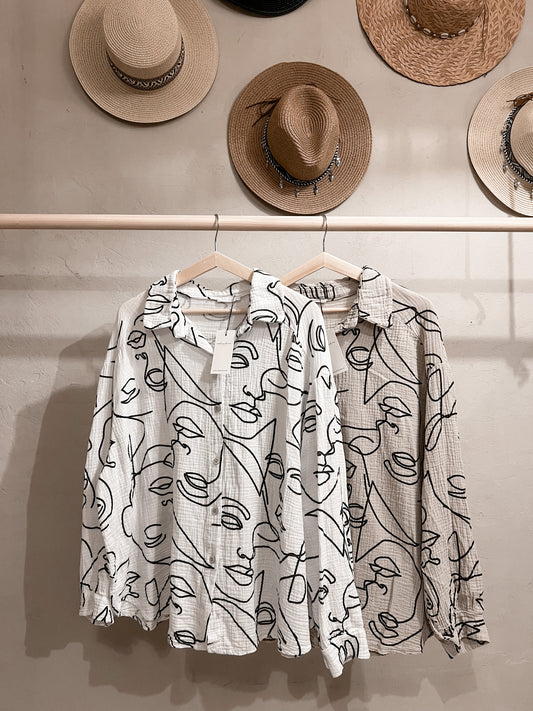 Musselin Bluse „FACE“ Short