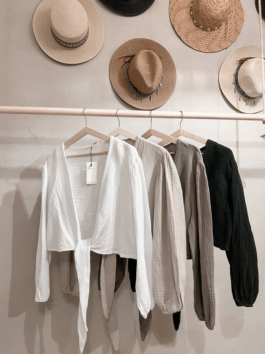 Musselin Crop Bluse „Mykonos“